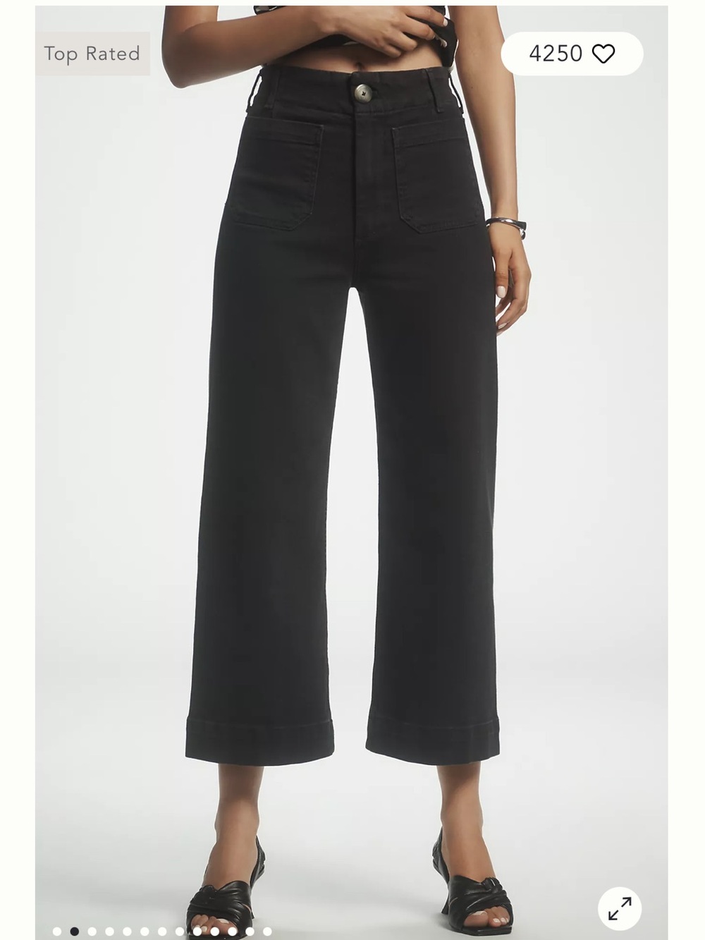 Maeve Colette High-rise Wide-leg Cropped Black Jeans Size 28